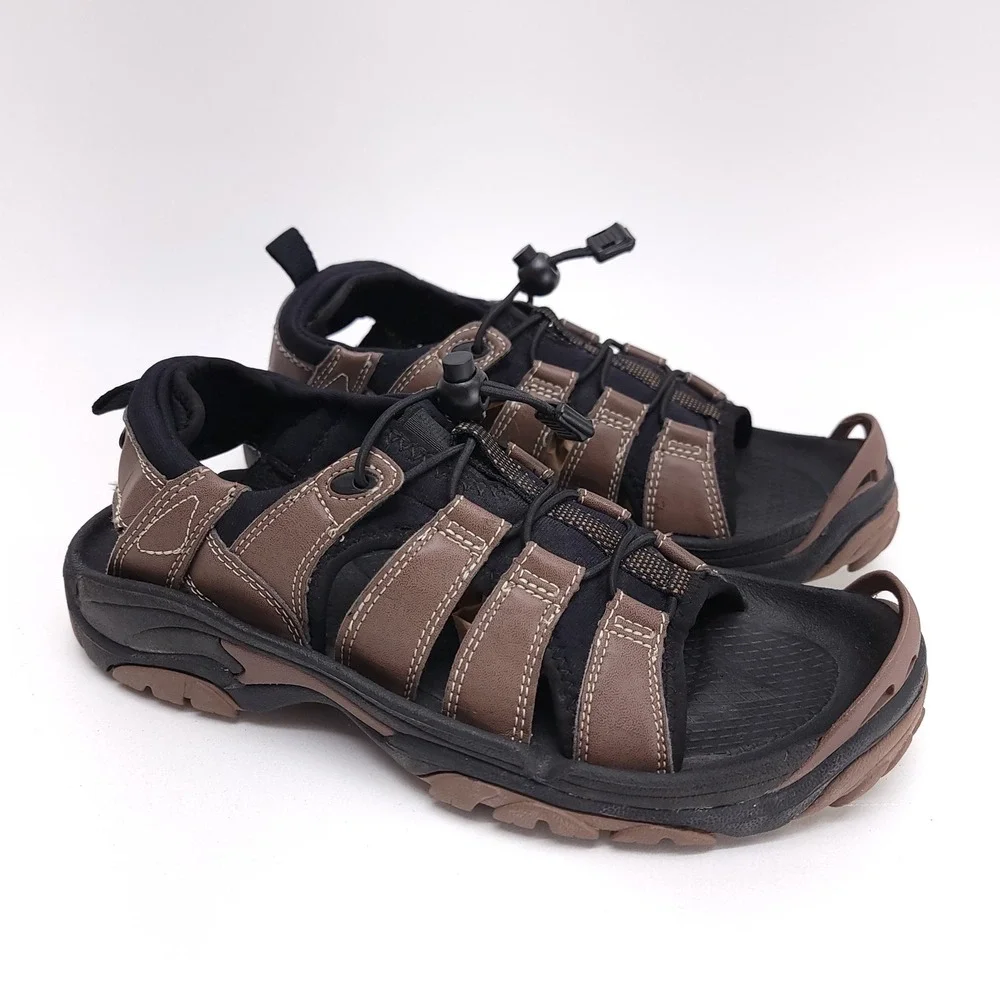 Bite Troutstream Mens Brown Black Fly Fishing Wading Sandals Felt Sole Size 8